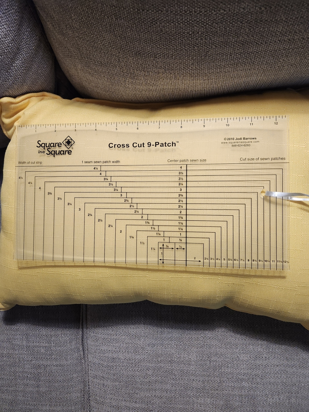 Square in a Square Cross Cut 9-Patch Acrylic Quilting Ruler -
